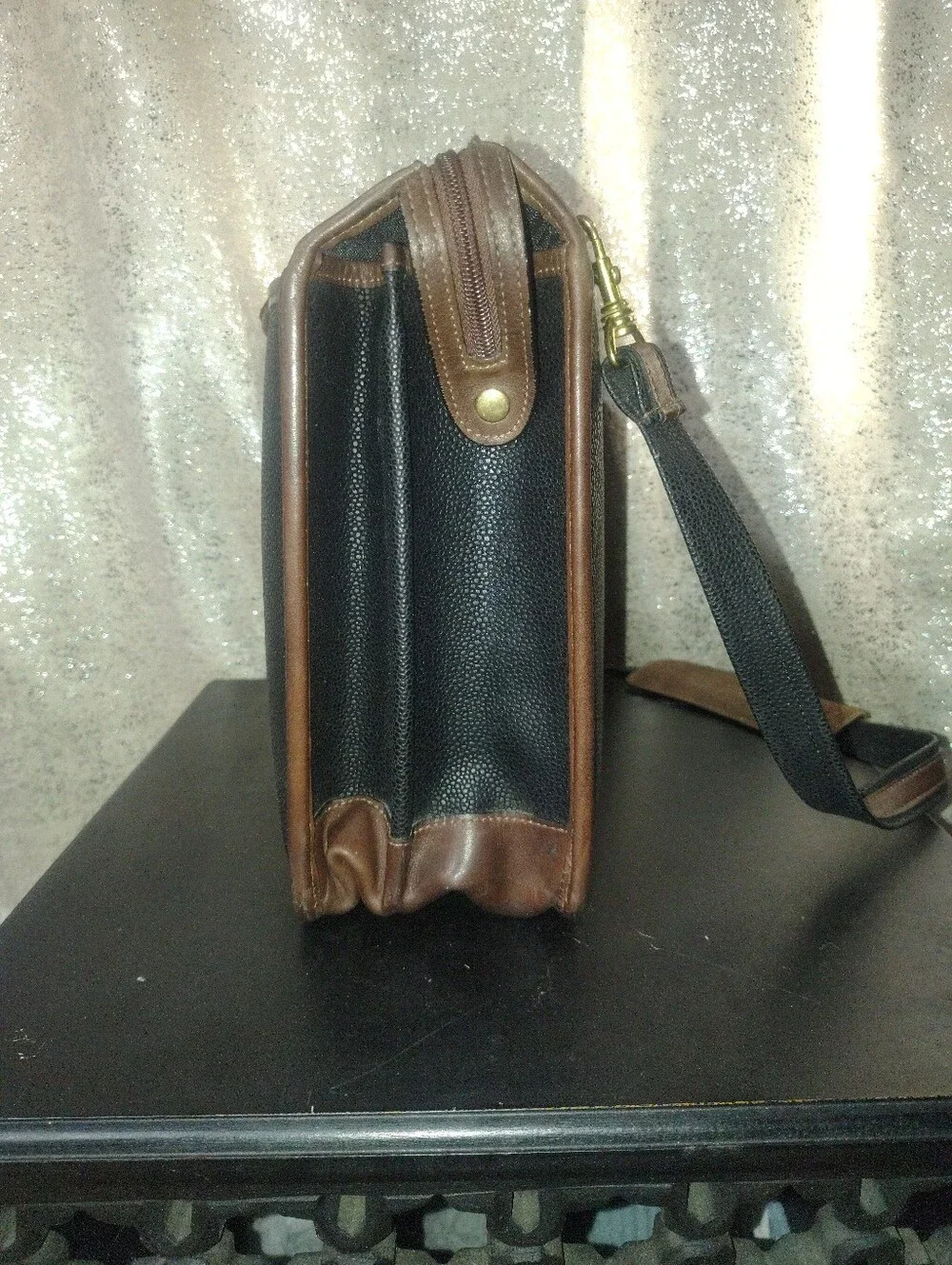 Jack Georges Vintage Two Tone Top Zip Leather Briefcase Laptop Messenger Bag